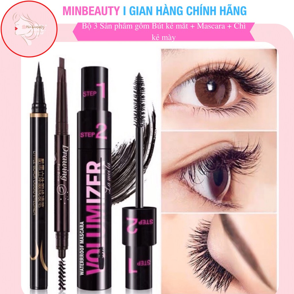 Bộ 3 Sản phẩm gồm Bút kẻ mắt + Mascara + Chì kẻ mày lâu trôi kháng nước