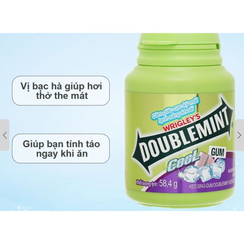 Kẹo Gum DOUBLEMINT 58.4G Hương Bạc Hà - Hương Nho [HŨ 40 VIÊN]