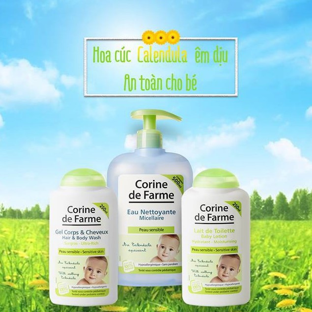 Gel tắm gội cho bé Corine De Farme Hair & Body Wash