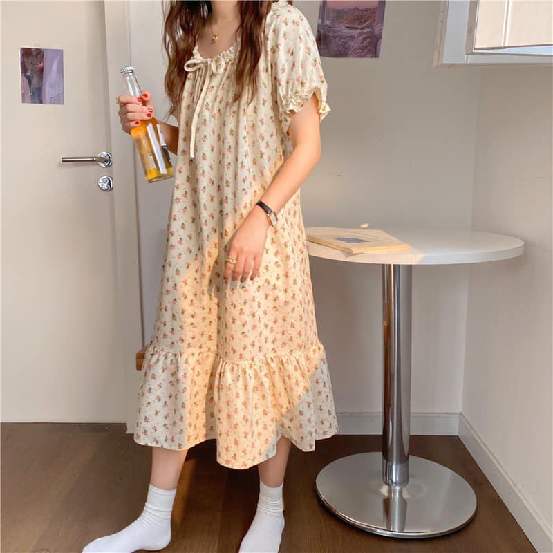 VÁY NGỦ HOA  NHÍ BABYDOLL  DÀI TAY BỒNG