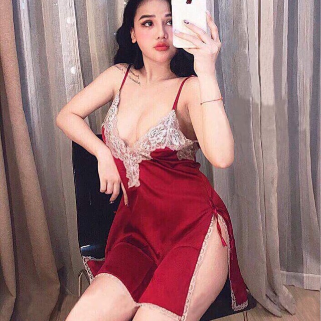 Đầm lụa xẻ đùi 4 màu