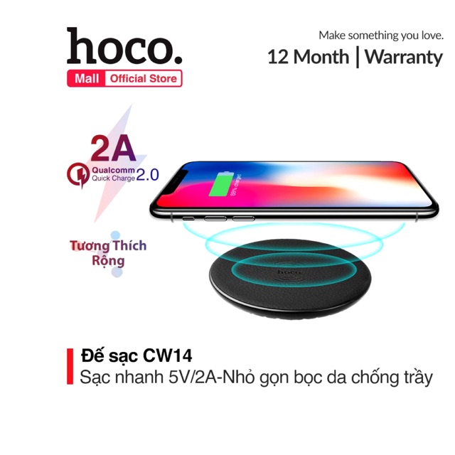 Đế sạc nhanh không dây Hoco CW14 2.1A - Rút ngắn thời gian, an toàn, tiện lợi