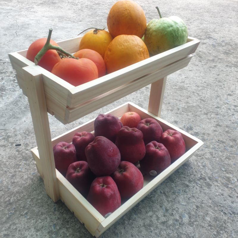 Khay đựng trái cây 2 tầng bằng gỗ