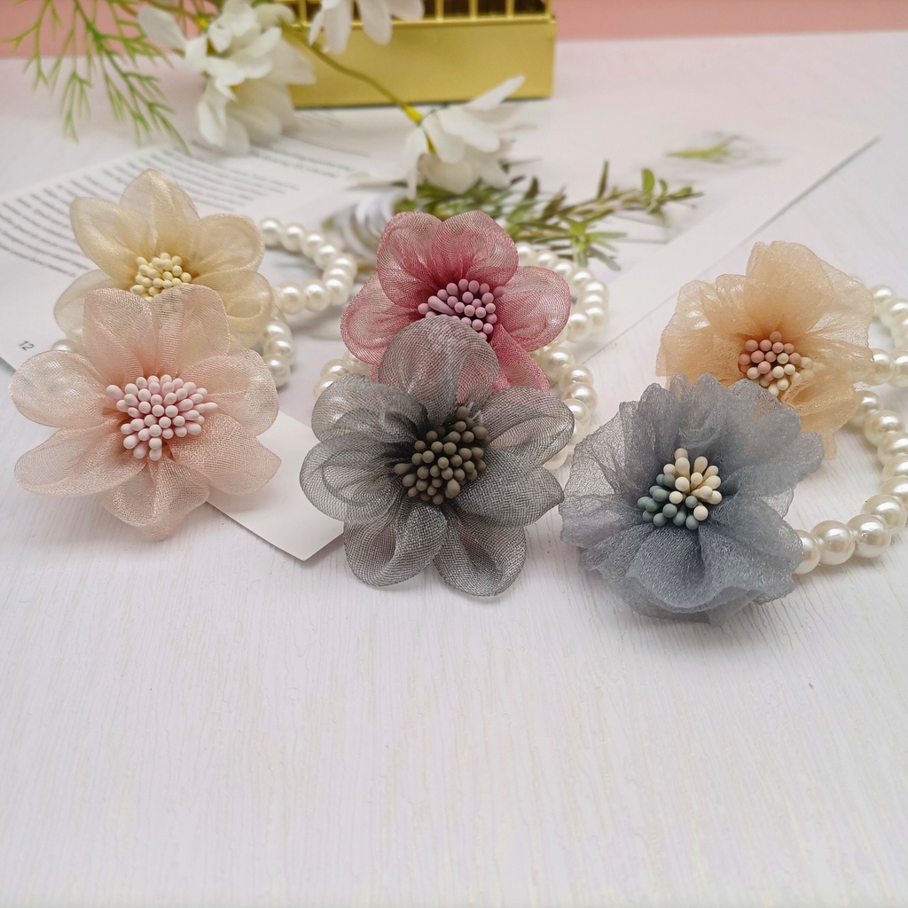 Cột tóc hạt châu đính hoa vải handmade thời trang nữ tính hàn quốc CT02