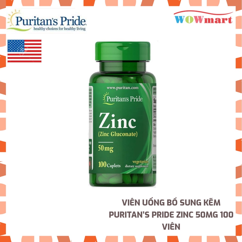 Viên uống bổ sung kẽm Puritan’s Pride Zinc 50mg 100 viên