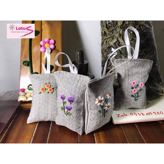 Túi thơm lá đinh hương khô nhà trồng, thêu tay handmade