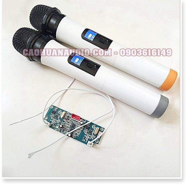 Micro loa kéo Sóng UHF - Bộ 2 micro cho loa kéo trắng bo mạch rời