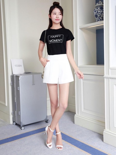 Quần Short Cạp Cao Quần Short Ống Rộng Dáng Lửng Ulzzang Siêu Xinh Juka Shop