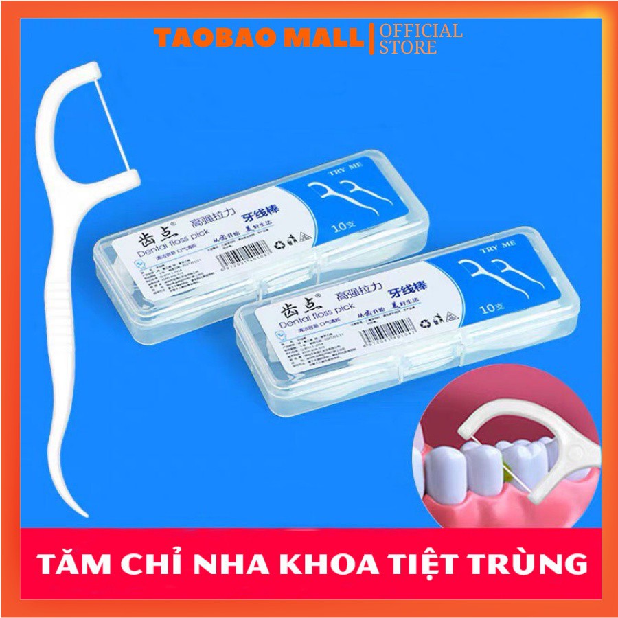 Hộp 50 Chiếc Tăm Chỉ Nha Khoa - Tiệt Trùng Vệ Sinh Răng Miệng Chất Lượng Cao