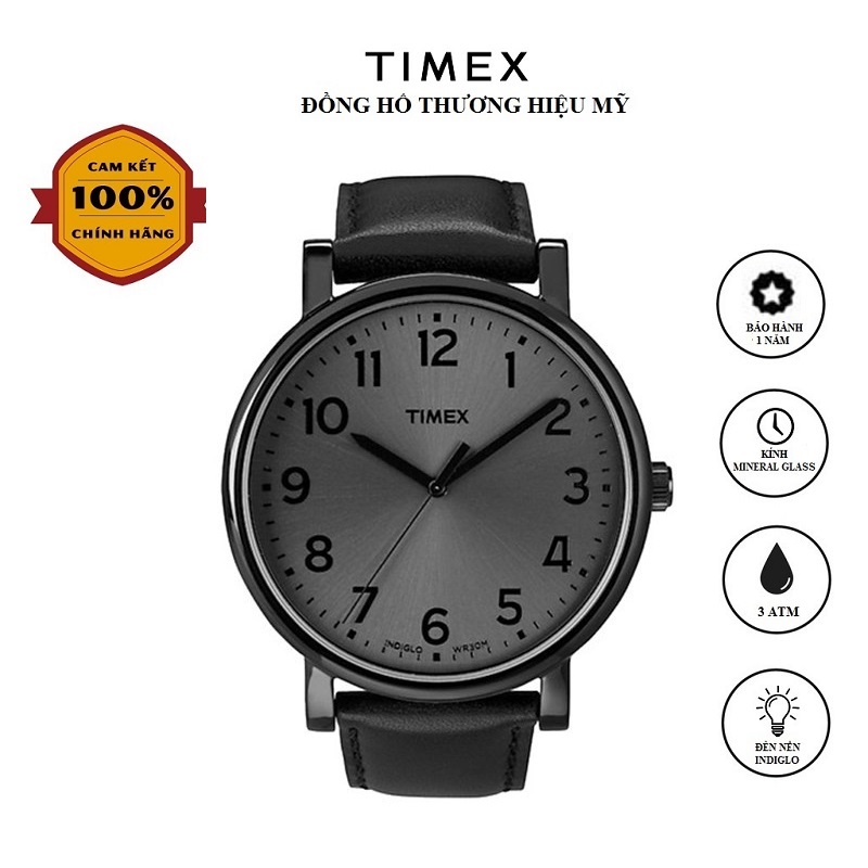 Đồng hồ Unisex Nam Nữ Timex Modern Originals T2N346 Dây da - Chính Hãng