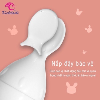 Bình thìa ăn dặm silicon cho bé Kichilachi 125ml có vạch chia ml tiện dụng