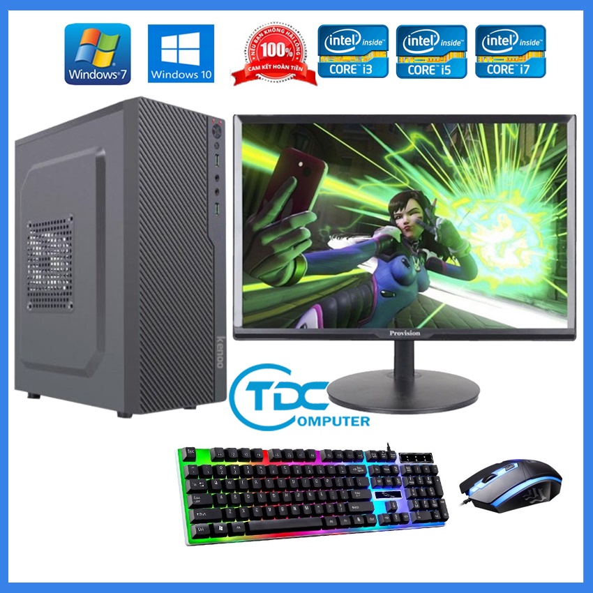 Bộ máy tính để bàn Max PC + Màn hình Provision 19 inch Cấu hình core i3, i5 i7 Ram 8GB, SSD 120GB + Quà Tặng