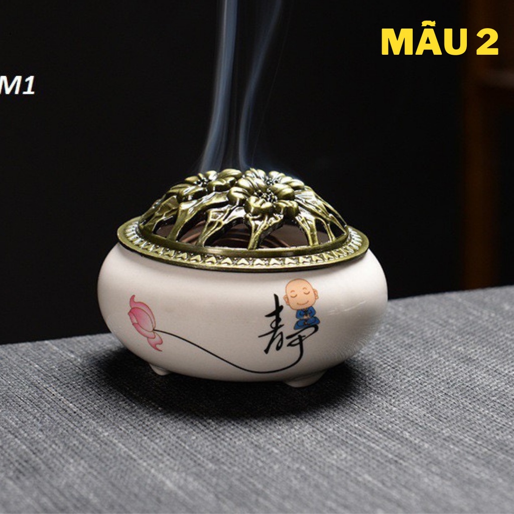 Lư xông trầm hương đỉnh đốt nhang gốm sứ cao cấp
