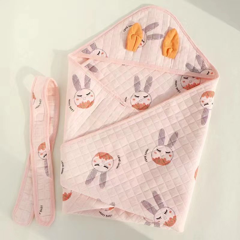 Chăn Choàng Ủ Xô Cao Cấp Muslin Boona 4 Lớp Có Mũ Kèm Dây Đai Siêu Thoáng Mát Mềm Mịn Cho Bé