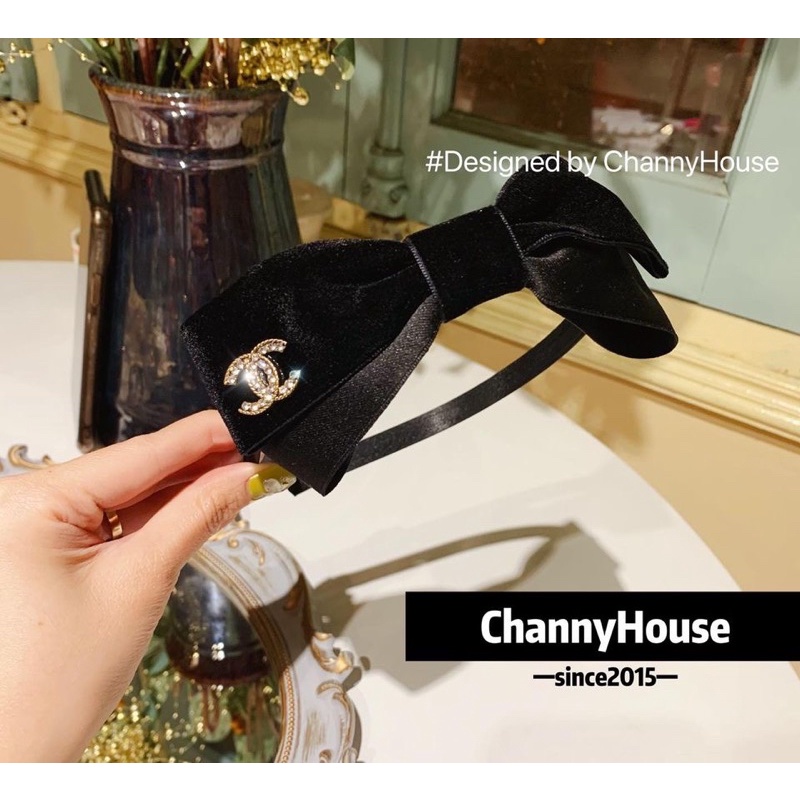 Channyhouse_Bờm/cài tóc nơ nhung đen hãng cao cấp