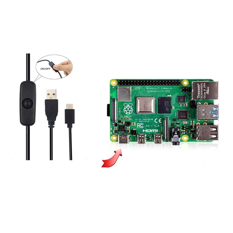 Dây Cáp Sạc USB Type-C 5V 3A 3000mA Cho Raspberry Pi 4 4B US / EU
