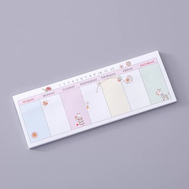 Giấy Note Thời Khoá Biểu - Giấy Ghi Chú Lịch Trình Trong Tuần