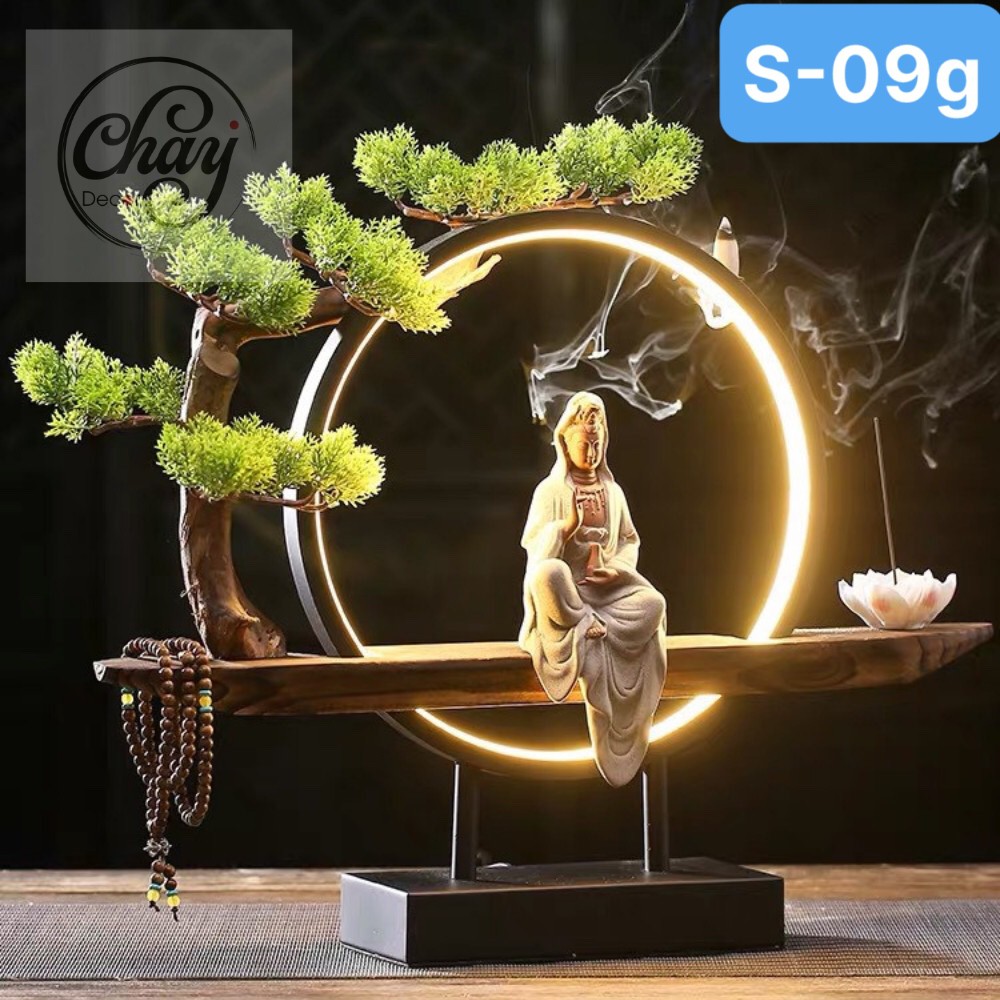 Tượng Phật Quan Âm Bồ Tát Đèn Led, Thác Trầm Phong Thủy, Hàng Cao Cấp Loại I