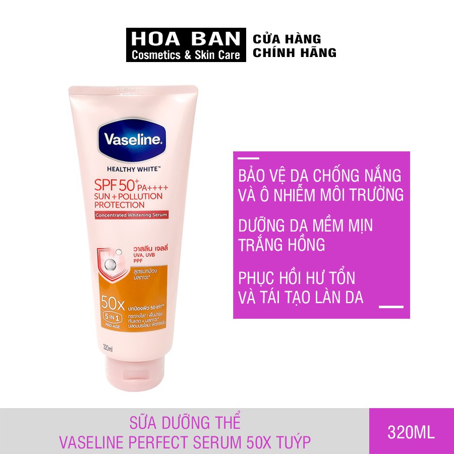 Sữa Dưỡng Thể Vaseline Perfect Serum 50X Tuýp 320ml | BigBuy360 - bigbuy360.vn