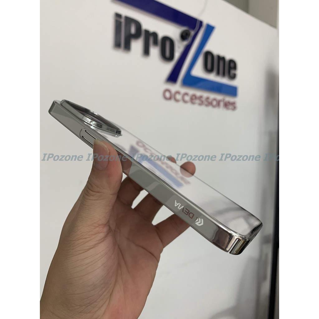 Ốp lưng cứng trong suốt cao cấp cho IP 14 Promax ,13 Promax , 12 Pro Max , chống ố chính hãng Devia nguyên bản mầu máy