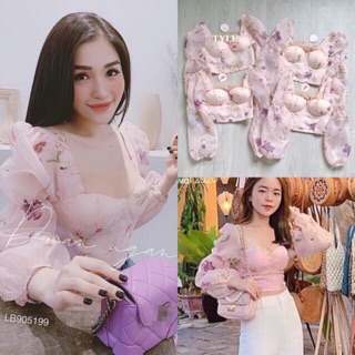 Áo hoa cúp ngực croptop voan tơ cao cấp
