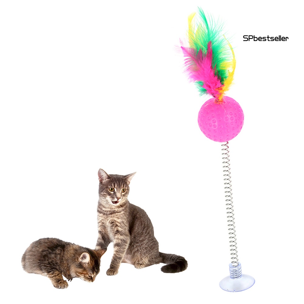 Bóng Đồ Chơi Gắn Lông Vũ Lò Xo Có Giác Hút Dành Cho Mèo Cưng
