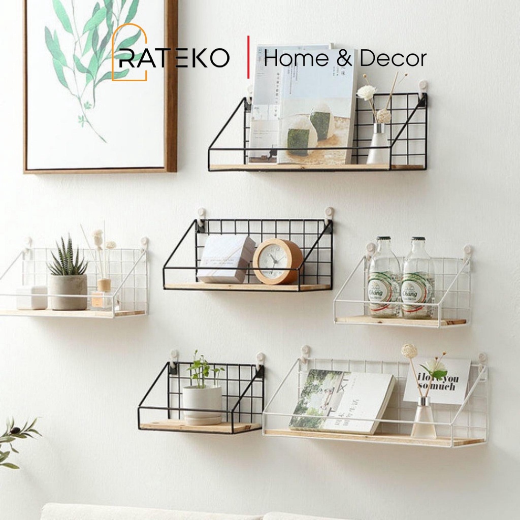 Kệ Sắt Đáy Gỗ RATEKO Đáy Gỗ Chống Nước, Decor Nhà Cửa HomeStay