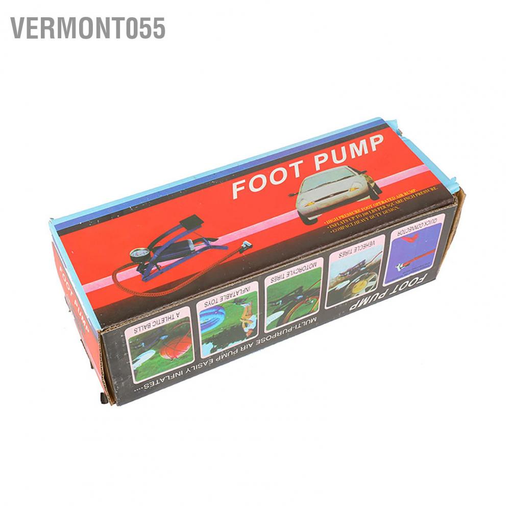 Vermont055 Step On Air Pump Floor Foot Single Cylinder with Pressure Gauge for Tires Balls Rubber Boats Airbeds Blue