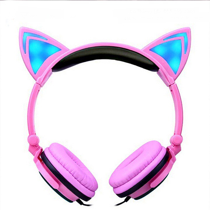 Headphone Tai Mèo Có Đèn Nháy Led Siêu Cute Đáng Yêu