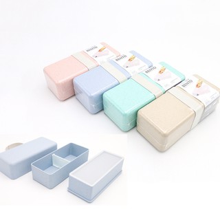 HCM - Hộp cơm lúa mì bento 2 khay thông minh xếp gọn 500ml