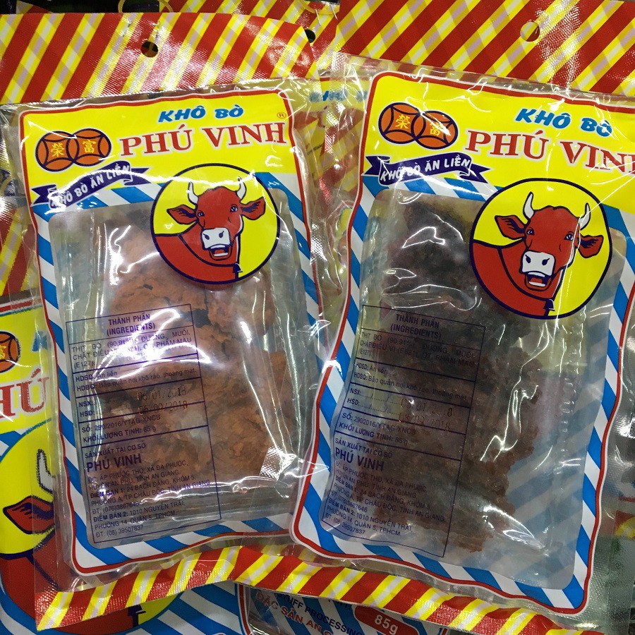 Khô bò PHÚ VINH thượng hạng, Khô bò đặc sản dùng để làm quà tặng hay để làm đồ ăn vặt bảo đảm ngon. Khối lượng 500g | BigBuy360 - bigbuy360.vn