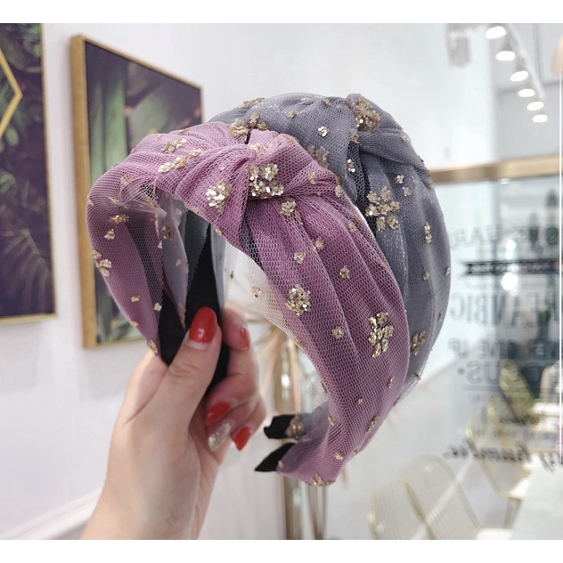 Băng đô cài tóc vải lưới đính đá phong cách Hàn Quốc thanh lịch dành cho nữ