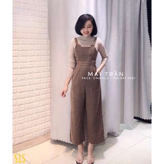 sét quần yếm nhung kèm áo len