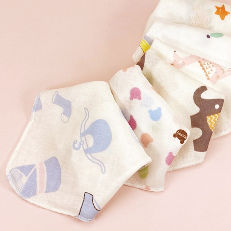 Set 10 Khăn Lau Mặt Họa Tiết Hoạt Hình Hai Lớp Thấm Hút Tốt Có Thể Tái Sử Dụng Cho Bé