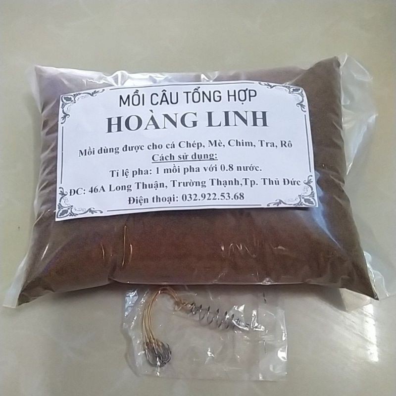 Combo Mồi câu tổng hợp Hoàng Linh+ Bơm 6 lưỡi câu chép, mè