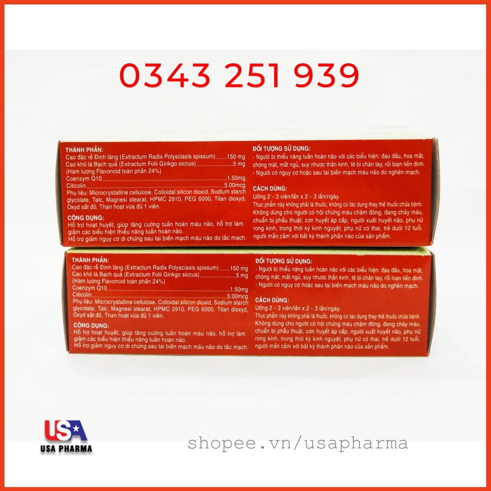 Hoạt huyết dưỡng não USA – Giúp tăng cường tuần hoàn máu não, ngăn ngừa giảm nguy cơ tai biến mạch máu não