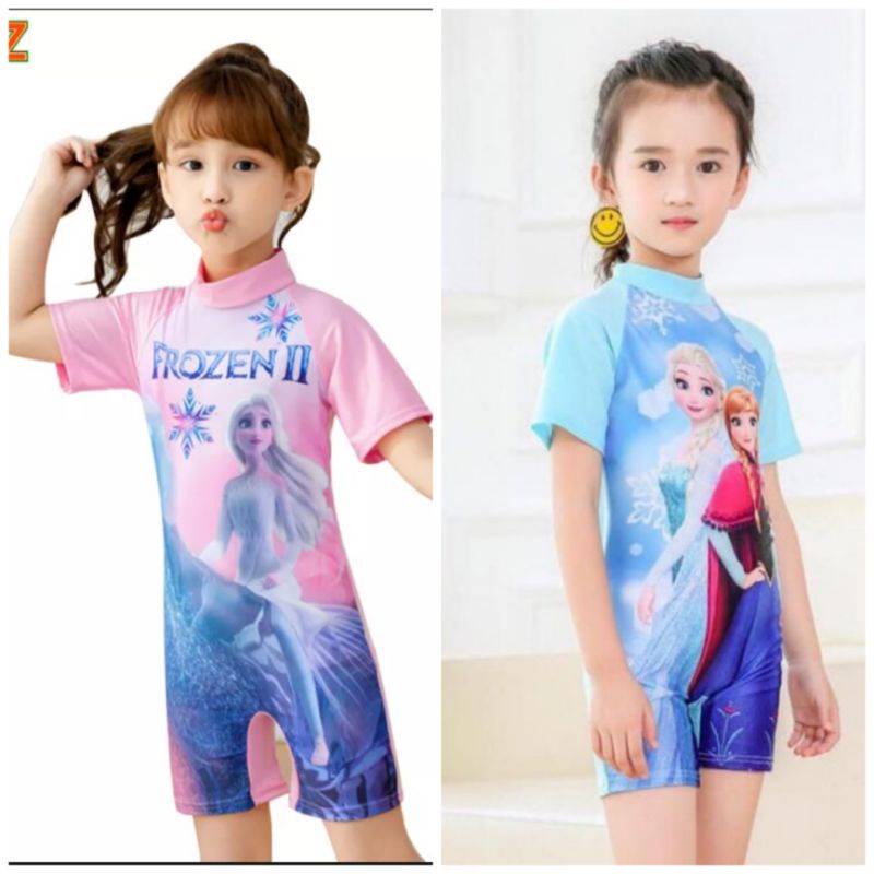 Bộ Đồ bơi trẻ em bộ liền thân cho bé gái từ 3-9 tuổi Pony Elsa, đồ bơi trẻ em ngắn tay ngựa Pony công chúa Elsa