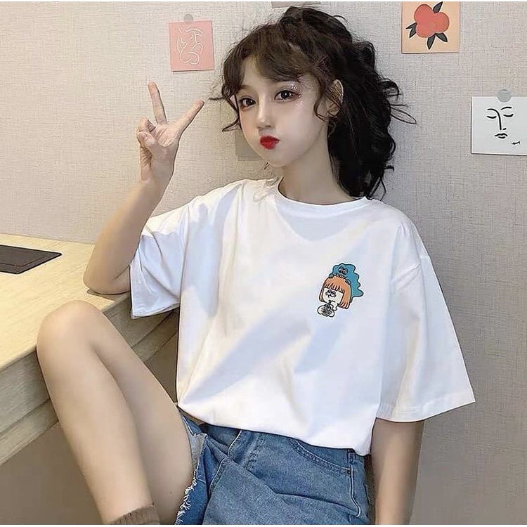 Áo thun tay lỡ CoolZ phông Unisex nam nữ Cotton oversize form rộng Cô gái Look CZ098 | BigBuy360 - bigbuy360.vn
