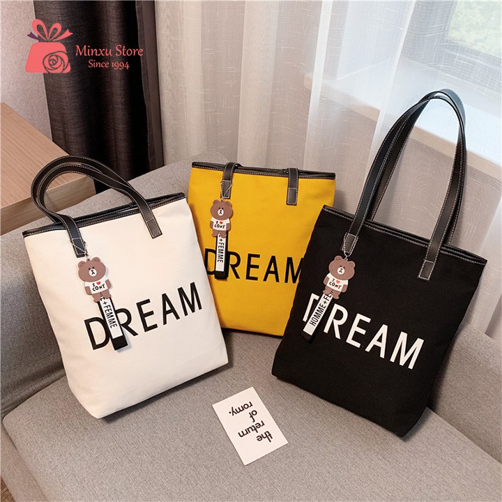 Túi vải canvas, túi đeo chéo loại to thời trang, đi học, đi chơi trẻ trung DREAM TV43