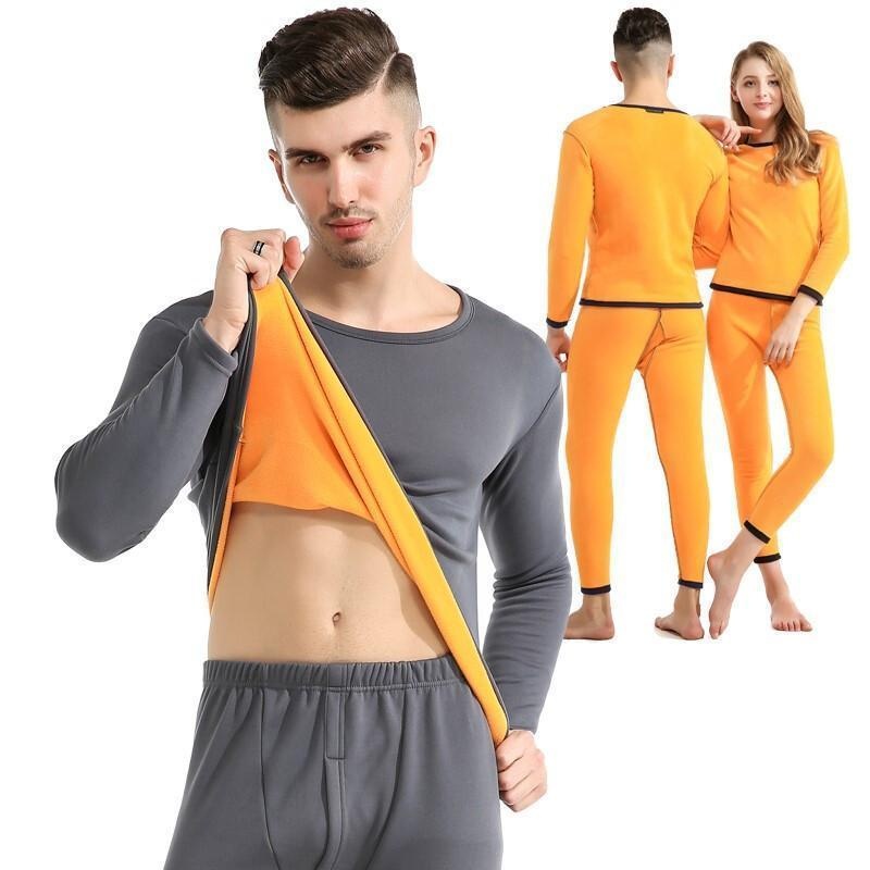 Bộ quần áo lót nhung cotton dày dặn giữ ấm thời trang mùa thu cho nam nữ