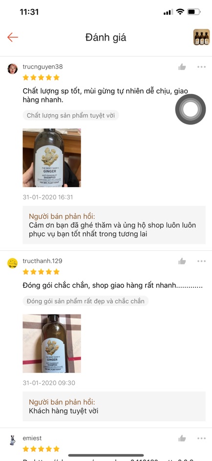 Dầu gội gừng trị gàu The Body Shop Ginger Scalp