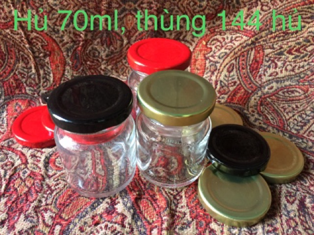 10 hủ thủy tinh 70ml, nắp vặn tay.