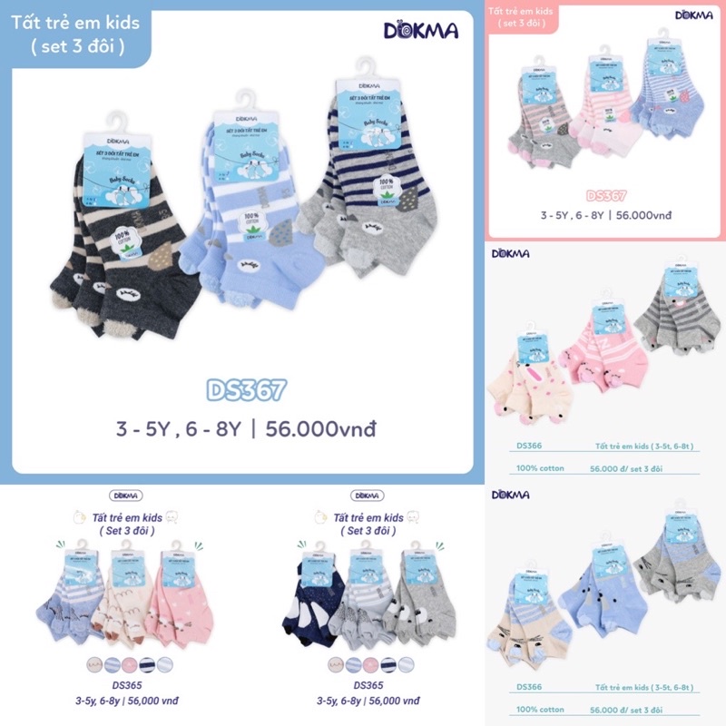 Set 3 đôi tất cotton Dokma siêu mềm, mịn