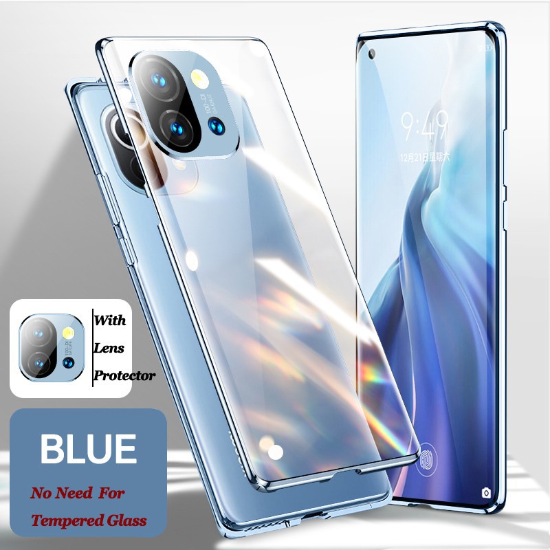 Ốp Điện Thoại Hai Mặt Kính Viền Kim Loại Từ Tính Bảo Vệ 360 Độ Cho xiaomi mi 10 11 pro ultra 10s 10pro 11pro 11ultra° Miếng Dán Bảo Vệ Ống Kính Máy Ảnh Chuyên Dụng