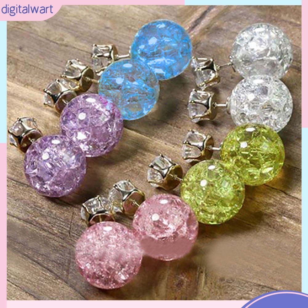 Cặp khuyên tai thiết kế quả cầu pha lê nhiều màu sắc cá tính trẻ trung dành cho nữ