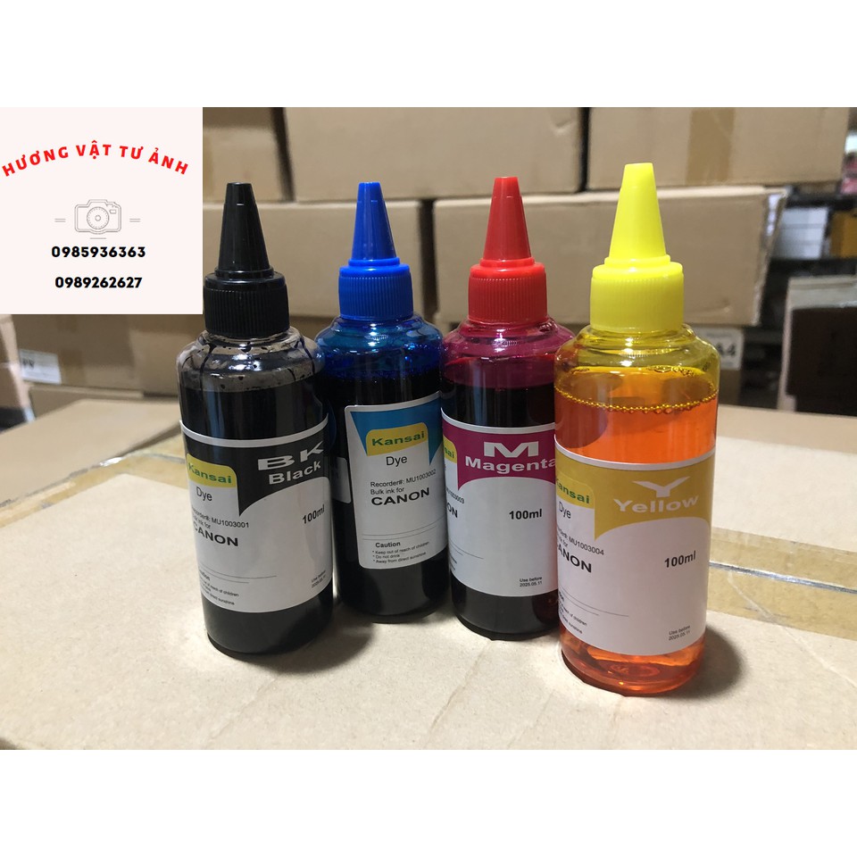 Combo bộ mực 4 màu Mực Dye dùng cho máy in Canon-100ml - H27