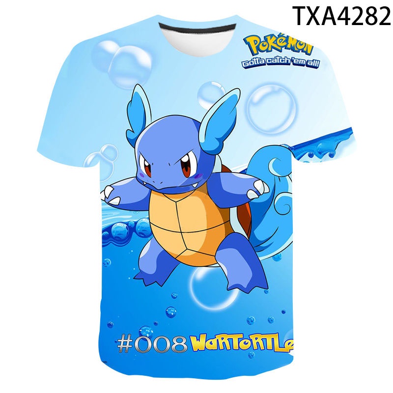 Áo Thun Ngắn Tay In Hình Pokemon 3d Dễ Thương Dành Cho Các Bé