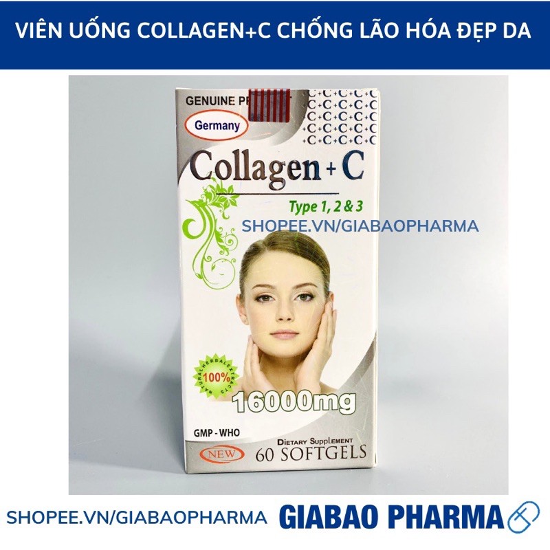 Viên uống COLLAGEN +C bổ sung collagen, vitamin e giúp chống lão hóa, cải thiện nếp nhăn - Hộp 60 viên dùng 30 ngày | BigBuy360 - bigbuy360.vn