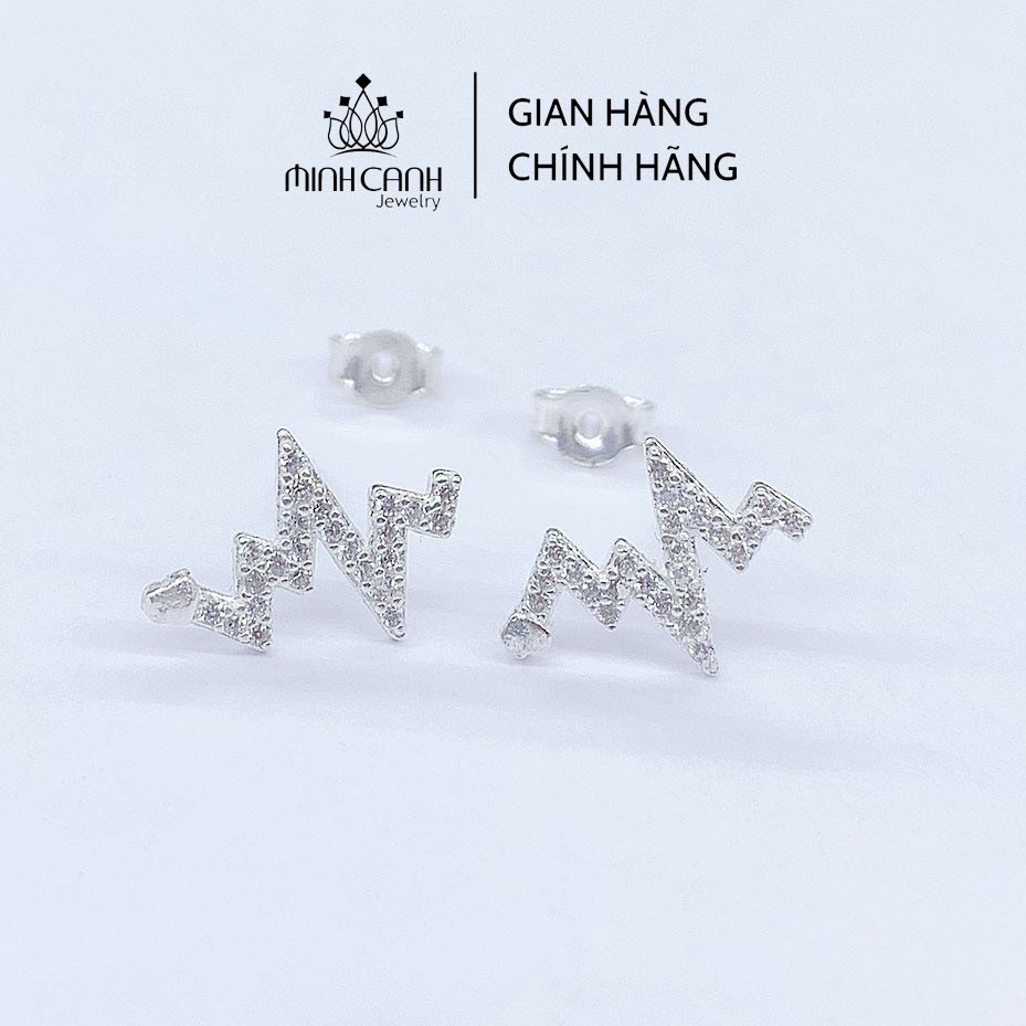 Bông Tai Bạc Hình Nhịp Tim Đính Đá - Minh Canh Jewelry