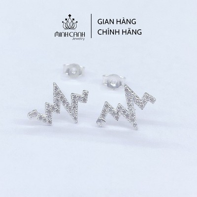 Bông Tai Bạc Hình Nhịp Tim Đính Đá - Minh Canh Jewelry